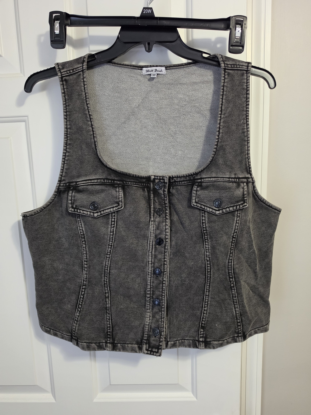 White Birch Gray Denim Fitted Vest Top 3X (23 ptp) NWOT